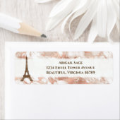 Aangepaste Eiffeltower White, Roos Gold Marble Etiket (Insitu)