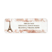 Aangepaste Eiffeltower White, Roos Gold Marble Etiket (Voorkant)