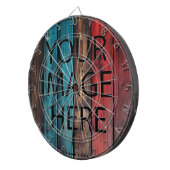 Aangepaste eigen foto en tekst dartbord (Voorkant Rechts)