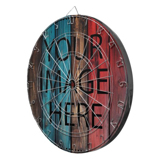 Aangepaste eigen foto en tekst dartbord (Voorkant Rechts)