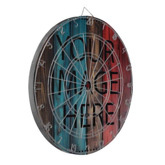 Aangepaste eigen foto en tekst dartbord (Voorkant Links)