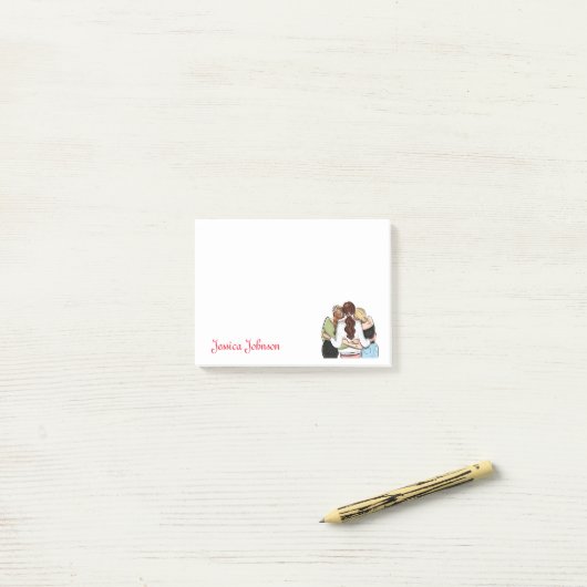 Aangepaste eigen foto en tekst post-it® notes (Op bureau)