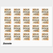 Aangepaste eigen foto en tekst vierkante sticker (Vel)