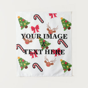 Aangepaste eigen foto- en tekstopmaak wandkleed