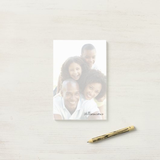 Aangepaste eigen foto Modern Trendy Script Typogra Post-it® Notes (Op bureau)