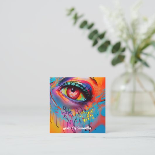 Aangepaste eigen foto vierkante visitekaartje (Staand voorkant)