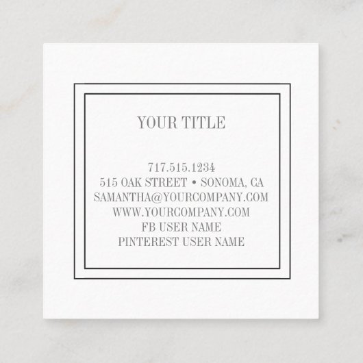 Aangepaste eigen foto vierkante visitekaartje (Achterkant)