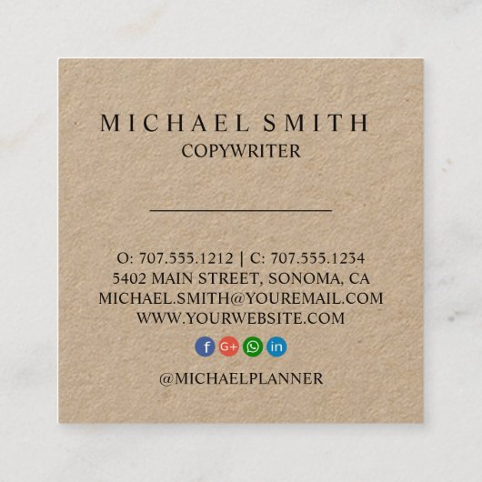 Aangepaste eigen foto vierkante visitekaartje (Achterkant)