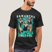Aangepaste Eigen Retro Turquoise Bootleg 90s Rap T T-shirt (Voorkant)