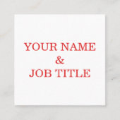 Aangepaste eigen tekst vierkante visitekaartje (Voorkant)