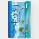 Aangepaste Eiland Dolfijn Verjaardagsbanner Spandoek (Verticaal)