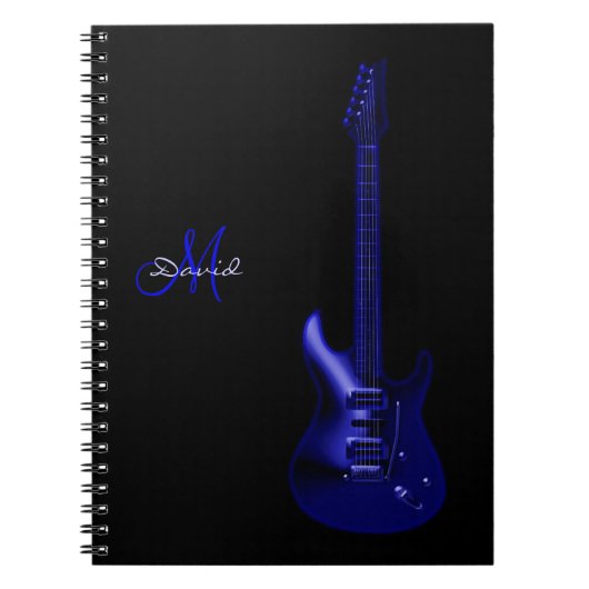 Aangepaste Electric Blue Guitar Music-laptop Notitieboek (Voorkant)