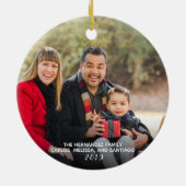 Aangepaste Elegant 2-side Gold-serie met kerstfoto Keramisch Ornament (Achterkant)