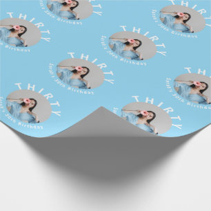 Aangepaste Elegant Blauw 30e Verjaardag Gift Cadeaupapier