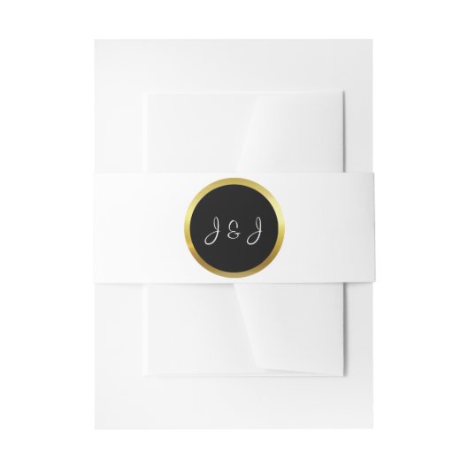 Aangepaste Elegant Custom Black & Gold Wedding Uitnodigingen Wikkel (Voorkant Voorbeeld)