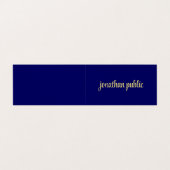 Aangepaste Elegant Faux Gold Script Tekst Navy Opg Visitekaartje (Buitenkant ongevouwen)