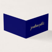 Aangepaste Elegant Faux Gold Script Tekst Navy Opg Visitekaartje (Buitenkant)