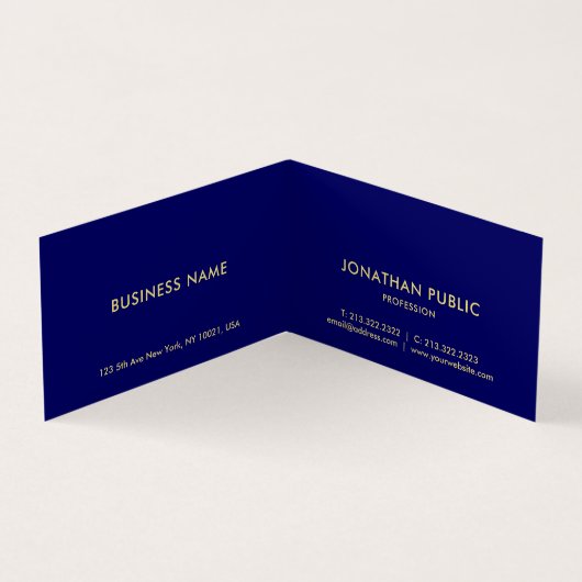 Aangepaste Elegant Faux Gold Script Tekst Navy Opg Visitekaartje (Binnen)