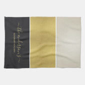 AANGEPASTE ELEGANT FAUX GOLD SILVER BLACK STRIPS THEEDOEK (Horizontaal)