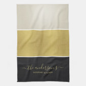 AANGEPASTE ELEGANT FAUX GOLD SILVER BLACK STRIPS THEEDOEK (Verticaal)