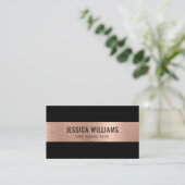 Aangepaste Elegant Geborsteld Roos Goud Zwart QR C Visitekaartje (Staand voorkant)