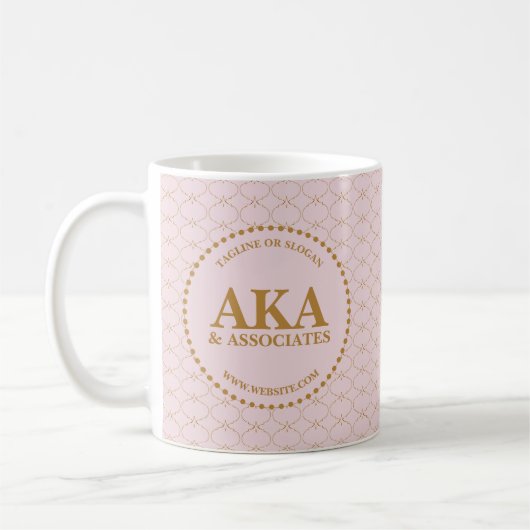 Aangepaste Elegant Gold Trellis Monogram Business Koffiemok (Links)