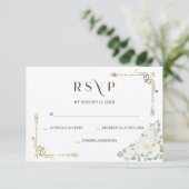 Aangepaste Elegant Gouden Bruiloft RSVP Sjabloon (Staand voorkant)