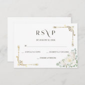 Aangepaste Elegant Gouden Bruiloft RSVP Sjabloon (Voorkant / Achterkant)