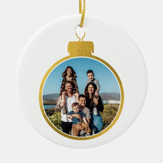 Aangepaste Elegant Gouden Foto Ornamenten Kerst (Voorkant)