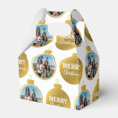 Aangepaste Elegant Gouden Foto Ornamenten Kerst Bedankdoosjes (Achterkant)