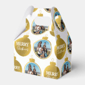 Aangepaste Elegant Gouden Foto Ornamenten Kerst Bedankdoosjes (Voorkant Zijde)