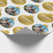 Aangepaste Elegant Gouden Foto Ornamenten Kerst Cadeaupapier (Hoek)