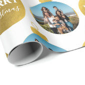 Aangepaste Elegant Gouden Foto Ornamenten Kerst Cadeaupapier (Rol Hoek)
