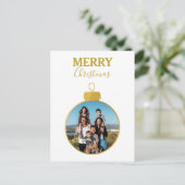 Aangepaste Elegant Gouden Foto Ornamenten Kerst Feestdagenkaart (Staand voorkant)