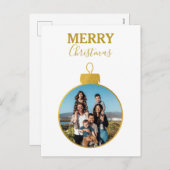 Aangepaste Elegant Gouden Foto Ornamenten Kerst Feestdagenkaart (Voorkant / Achterkant)