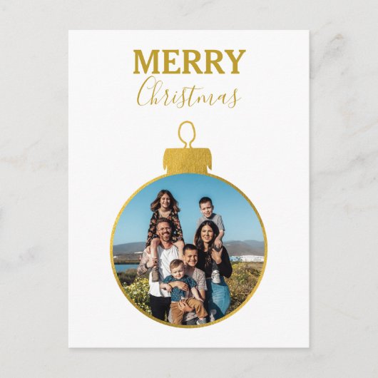 Aangepaste Elegant Gouden Foto Ornamenten Kerst Feestdagenkaart (Voorkant)