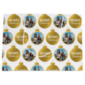 Aangepaste Elegant Gouden Foto Ornamenten Kerst Groot Cadeauzakje (Voorkant)