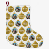 Aangepaste Elegant Gouden Foto Ornamenten Kerst Grote Kerstsok (Voorkant)