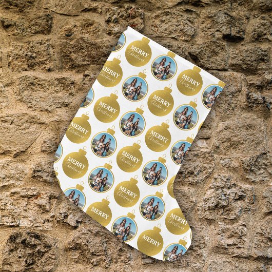 Aangepaste Elegant Gouden Foto Ornamenten Kerst Grote Kerstsok