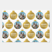 Aangepaste Elegant Gouden Foto Ornamenten Kerst Inpakpapier Vel (Voorkant 2)