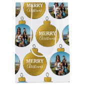 Aangepaste Elegant Gouden Foto Ornamenten Kerst Medium Cadeauzakje (Achterkant)