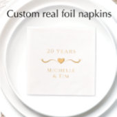 Aangepaste Elegant Hart 20e bruiloft Jubileum Folie Servetten