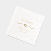 Aangepaste Elegant Hart 20e bruiloft Jubileum Folie Servetten (Links)