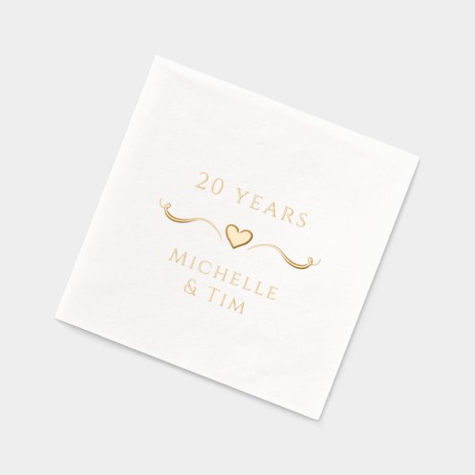 Aangepaste Elegant Hart 20e bruiloft Jubileum Folie Servetten (Links)