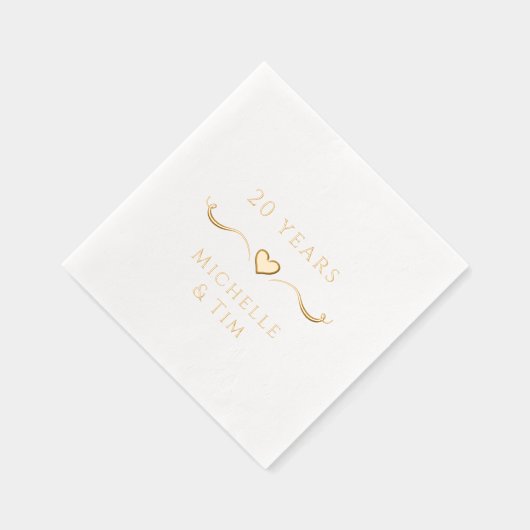 Aangepaste Elegant Hart 20e bruiloft Jubileum Folie Servetten (Rechts)