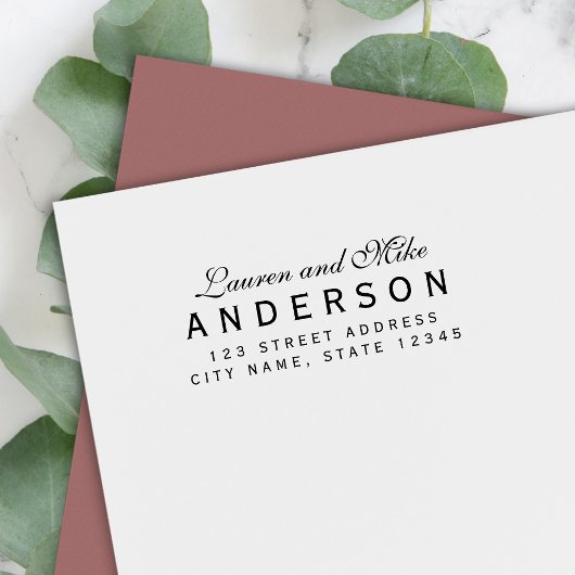 Aangepaste Elegant Koppel Naam Retouradres Zelfinktende Stempel