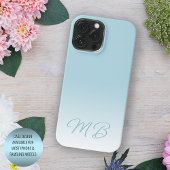 Aangepaste Elegant Licht Aqua Ocean Blauw Monogram iPhone Hoesje
