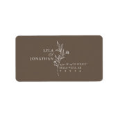 Aangepaste Elegant Minimalistisch Bruin Bruiloft R Etiket (Voorkant)