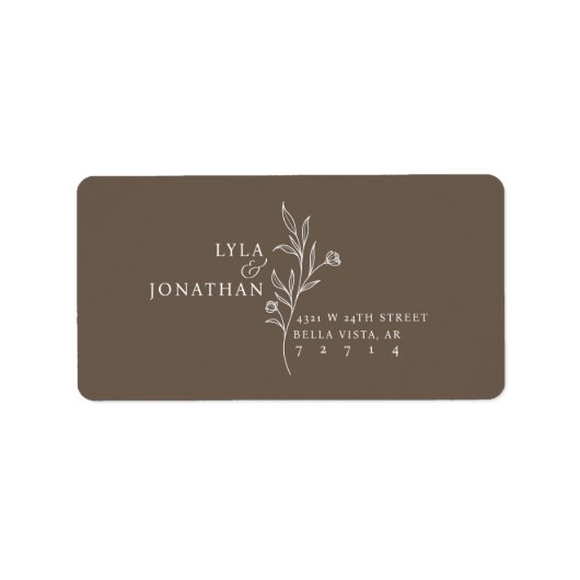 Aangepaste Elegant Minimalistisch Bruin Bruiloft R Etiket (Voorkant)