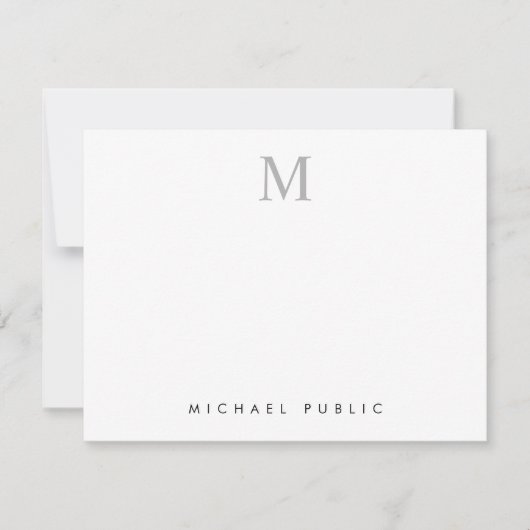 Aangepaste Elegant Modern Initiaal Monogram Eenvou Notitiekaartje (Voorkant)